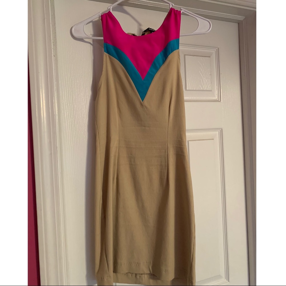 Naven mini dress - pink, blue, & beige